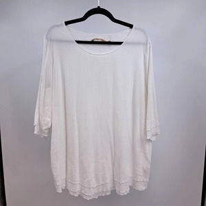 Soft Surroundings White Siesta Key Pocket 3/4 Sleeve tunic Blouse